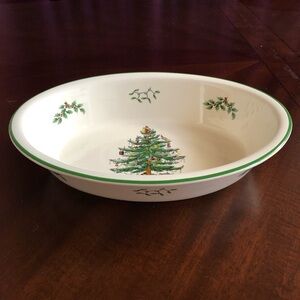 NWOT - Spode Christmas Tree Oval Rimmed Dish / Oven Safe